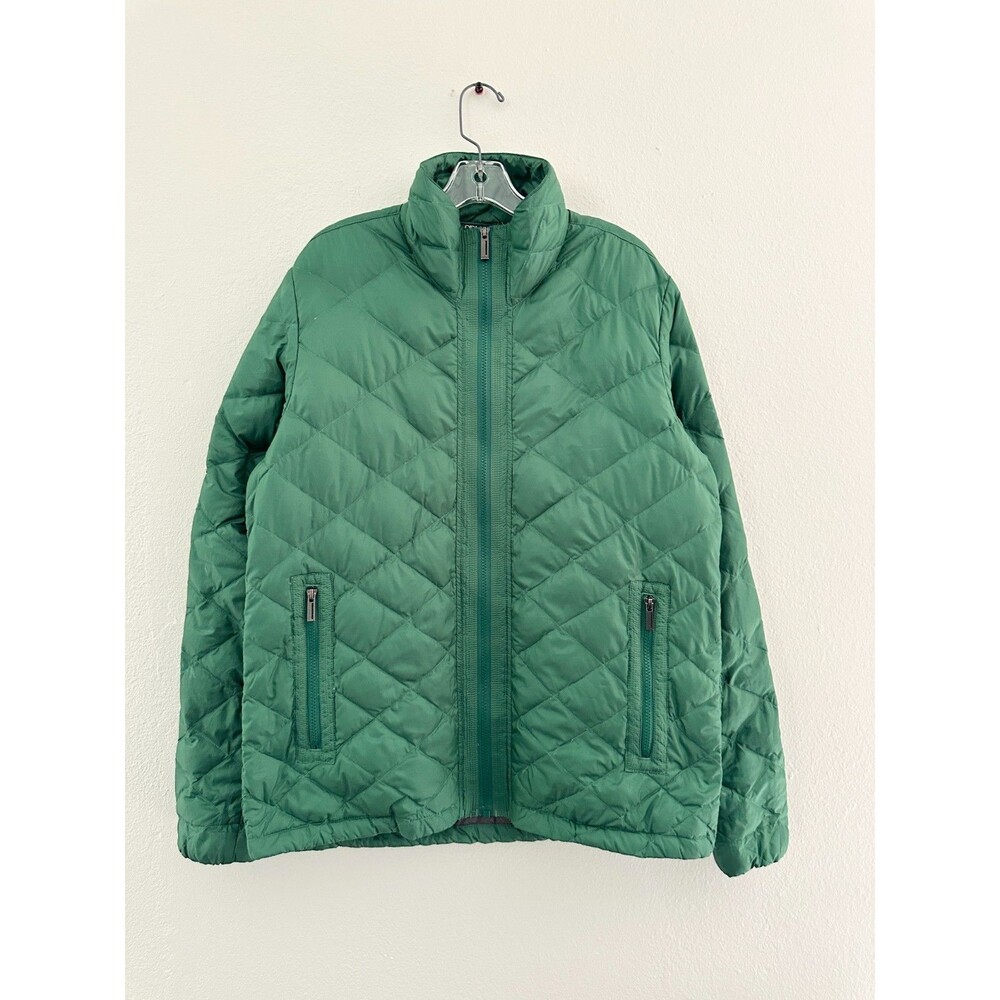 NAU Quilted Down Puffer Zip Jacket Mock Neck Hiking City Green Women's Large